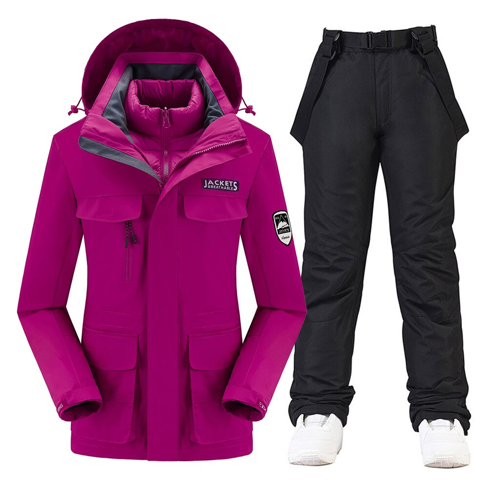 스노우보드 슈트 바람막이 방수 두꺼운 스노우 팬츠 다운 재킷 스키복 세트 여성용, 신제품, 겨울,-30 도